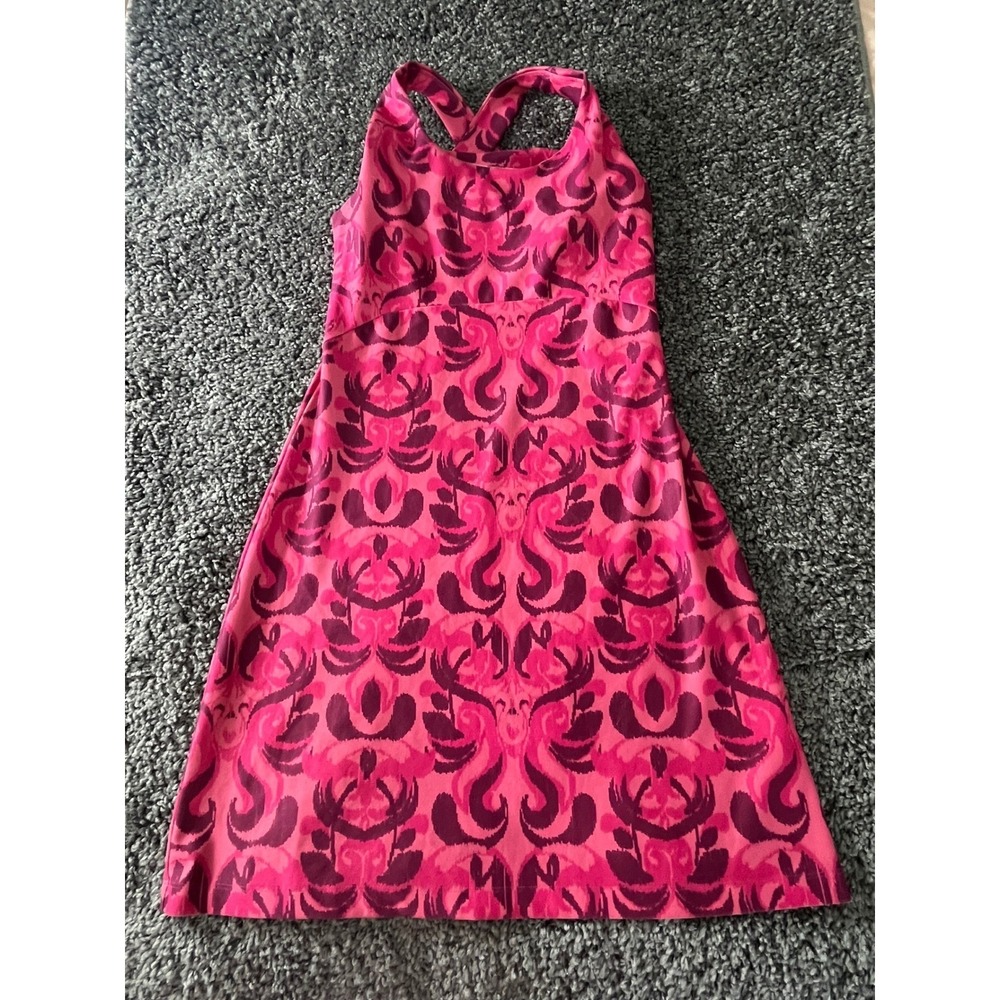 Stonewear Womens Small Pink Purple Ikat Print Cross Back Athletic Dress‎ Dryflex